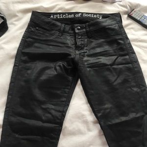 Articles of Society Black Waxy skinny jeans 26